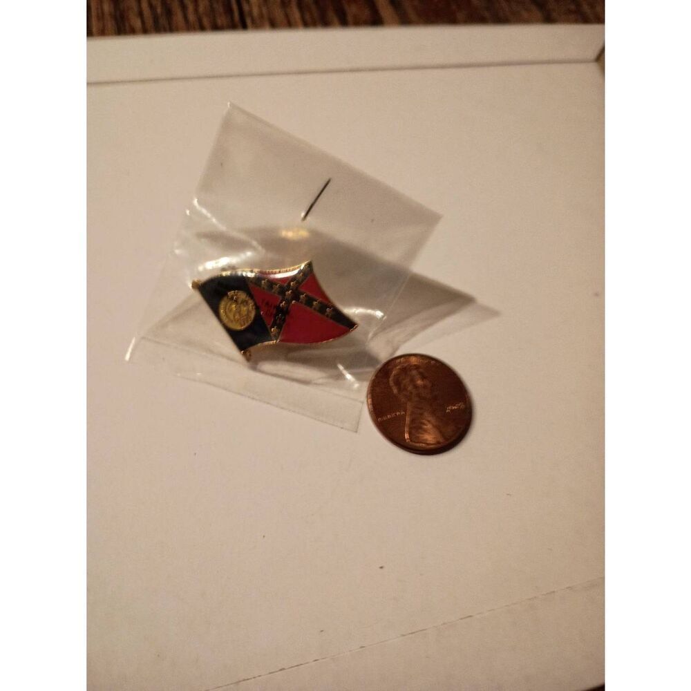 Vintage Georgia State Flag Hat Lapel Board Pin 1956 Confederate Style NOS Enamel